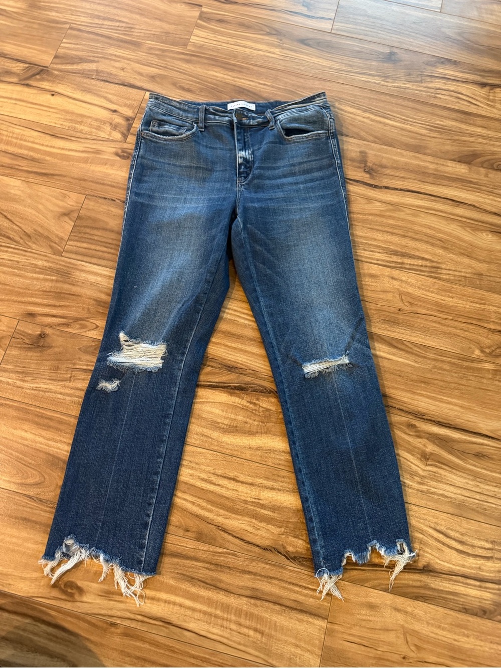 Flying Monkey Dark Blue Distressed Cropped Jeans
